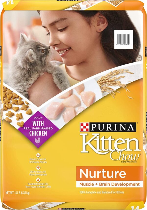 Purina Kitten Chow Dry Kitten Food, Nurture Muscle + Brain Development - 14 lb. Bag